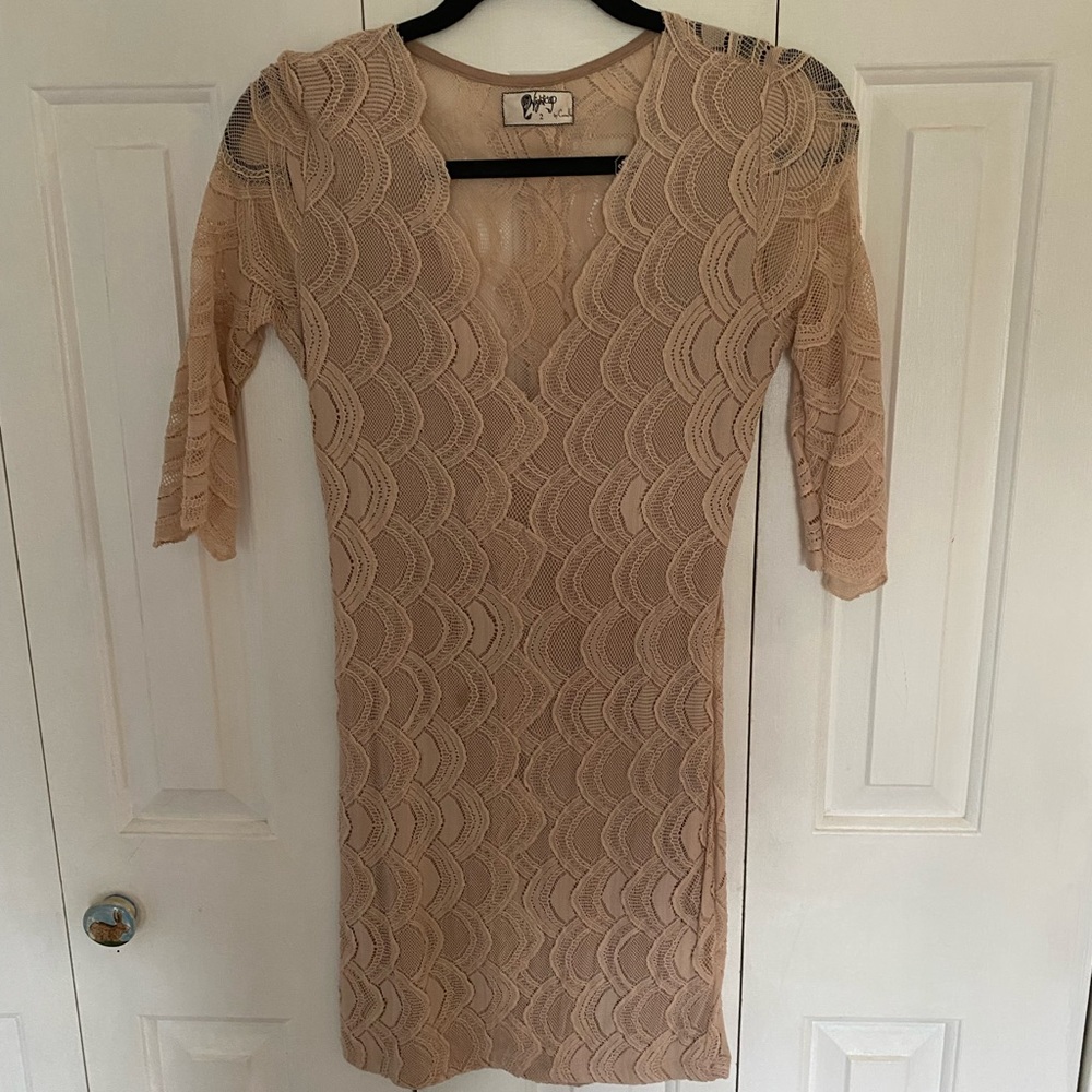 Nightcap clothing nude lace v neck mini!